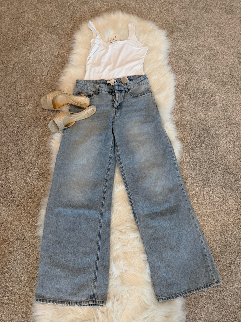 H&M Light Blue Wide-Leg Jeans